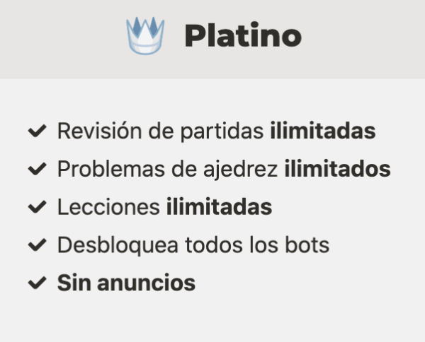 Suscripción de 1 Mes a Chess.com PLATINO